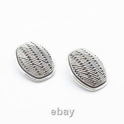 925 Sterling Silver Vintage Lois Hill Striped Oval Clip On Earrings
