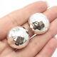 925 Sterling Silver Vintage Mexico Hammered Finish Dome Clip On Earrings