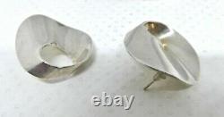 925 Sterling Silver Vintage Mexico Modernist Large Pin Brooch/ Pendant Earrings