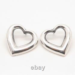 925 Sterling Silver Vintage Mexico Open Heart Earrings