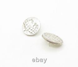 925 Sterling Silver Vintage Modernist Etched Animal Drop Earrings EG3813