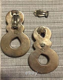 925 Sterling Silver Vintage Patricia Von Musulin Modernist Clip-On Long Earrings