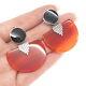 925 Sterling Silver Vintage Real Red Agate & Black Onyx Gemstone Earrings