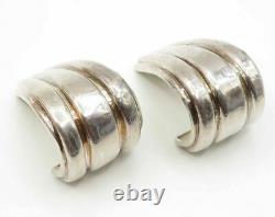 925 Sterling Silver Vintage Ridged Heavy Duty Clip On Earrings 39.1g E2615