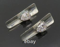 925 Sterling Silver Vintage Shiny Cubic Zirconia Non Pierce Earrings EG9386
