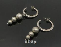 925 Sterling Silver Vintage Shiny Graduated Ball Bead Drop Earrings EG9379