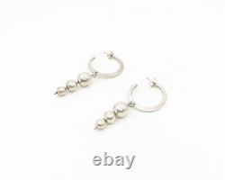 925 Sterling Silver Vintage Shiny Graduated Ball Bead Drop Earrings EG9379