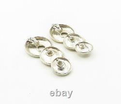 925 Sterling Silver Vintage Shiny Graduated Non Pierce Drop Earrings EG4836