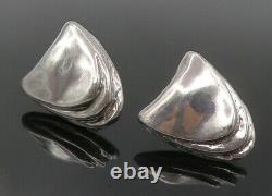 925 Sterling Silver Vintage Shiny Hollow Sculpted Non Pierce Earrings EG5147
