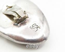 925 Sterling Silver Vintage Shiny Hollow Sculpted Non Pierce Earrings EG5147