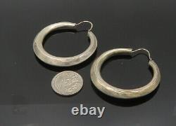 925 Sterling Silver Vintage Shiny Large Smooth Round Hoop Earrings EG10584