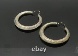 925 Sterling Silver Vintage Shiny Large Smooth Round Hoop Earrings EG10584