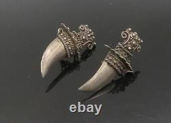 925 Sterling Silver Vintage Sword Dagger Non Pierce Drop Earrings EG11350