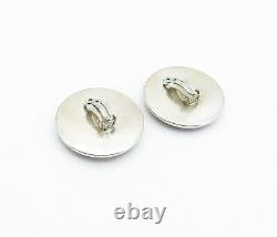 925 Sterling Silver Vintage Unakite Round Non Pierce Drop Earrings EG2454