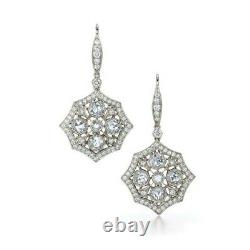 925 Sterling Silver White Round CZ Vintage Style Delicately Detailed Earrings