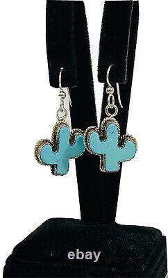 #9425 Vintage Joan Slifka Sterling Silver Dangle Cactus Earrings