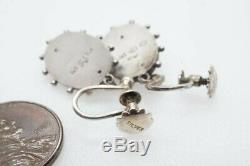 ANTIQUE LATE VICTORIAN ENGLISH STERLING SILVER EARRINGS c1886