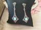 Antique Vintage Art Deco Opal And Marcasite Sterling Silver Earrings Ear Rings