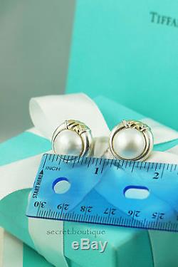 AUTHENTIC Tiffany & Co. RARE Vintage Sterling 18K Gold Mabe Pearl Earrings #929