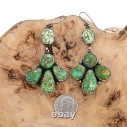 A+ SONORAN GOLD Turquoise Earrings Big Navajo Cluster Sterling Silver Vintage Sl