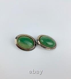 A pair of Vintage Sterling Jade Earrings