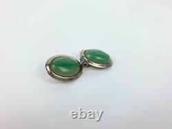 A pair of Vintage Sterling Jade Earrings