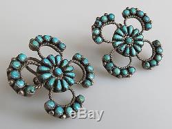 Advanced collector Zuni vintage sterling silver needle point turquoise earrings