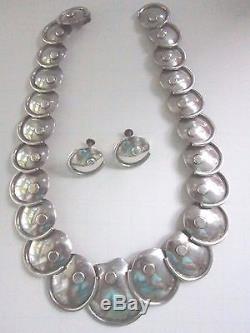 Aguilar Design Altamirano Taxco Sterling Silver Armadillo Necklace Earring-Vtg