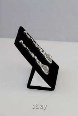 Amazing Art Deco Rock Crystal & Cubic Zirconia Unique Earring In Real 925 Silver