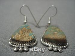 Amazing Vintage Navajo Royston Turquoise Sterling Silver Earrings Old