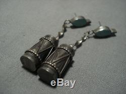 Amazing Vintage Zuni Sterling Silver Native American Turquoise Earrings