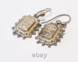 Antique English Sterling Silver Drop Earrings