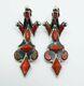 Antique Pair Scottish Red Agate Sterling Silver Drop Earrings