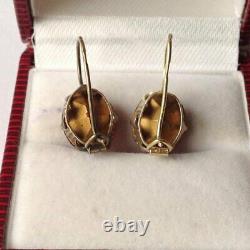 Antique Soviet Russian Earrings Sterling Silver 875 & Gold Plated Ruby Women's