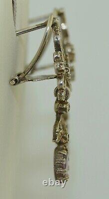 Antique Sterling Silver Amethyst & Sapphire Earrings
