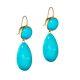 Antique Vintage 10mm Round Cabochon Turquoise Dangle Earring 14k Yellow Gold Fn