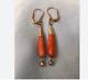 Antique, Vintage 26ct Simulate Coral Wedding Dangle Earring Sterling Silver 925