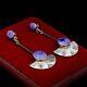 Antique Vintage 925 Sterling Silver Native Style Taxco Charoite Earrings 14.6g
