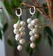 Antique Vintage 925 Sterling Silver Signed Earrings With Natural Real Pearl