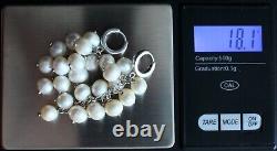 Antique Vintage 925 Sterling Silver Signed Earrings with Natural Real Pearl