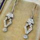 Antique Vintage Art Deco Drop Earrings Sterling Silver 2.2ct Lab Created Diamond