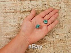 Antique Vintage Art Deco Retro 925 Sterling Silver Turquoise Womens Earrings