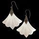 Antique Vintage Art Deco Sterling Silver Carved Mother Of Pearl Fan Earrings