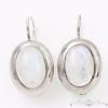 Antique Vintage Art Deco Sterling Silver Womens Iridescent Moonstone Earrings