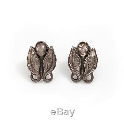 Antique Vintage Art Nouveau Sterling Silver Cast Georg Jensen Style Earrings