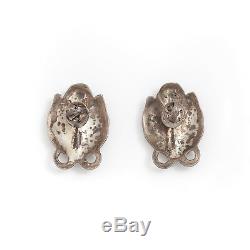 Antique Vintage Art Nouveau Sterling Silver Cast Georg Jensen Style Earrings