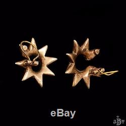 Antique Vintage Art Nouveau Sterling Silver Gold Wash French Paste Star Earrings