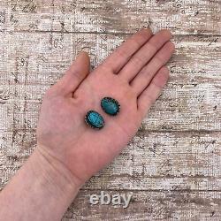 Antique Vintage Deco 925 Sterling Silver Turquoise Egyptian Scarab Earrings 8.4g