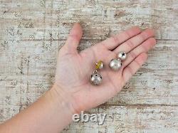 Antique Vintage Deco Mid Century Sterling Silver TAXCO Puffy Star Earrings 16.9g