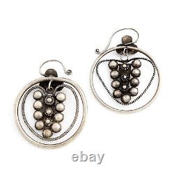 Antique Vintage Deco Sterling Silver Chinese Miao Tribe Ethnic Dangle Earrings